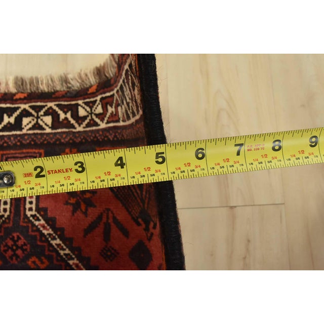 Shiraz Rug 3’6′ X 5′ Red Wool Vintage Tribal Hand-Knotted Oriental Carpet For Sale - Image 11 of 12