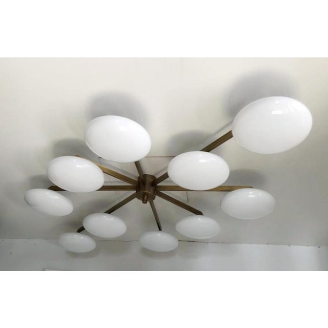 Fabio Ltd 21st Century Dieci Bronze Glossy White Murano Flush Mount by Fabio LTD For Sale - Image 4 of 9