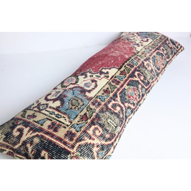 Art Deco Vintage Traditional Anatolian Geometric Lumbar Cushion Cover -16'' X 44'' For Sale - Image 3 of 8