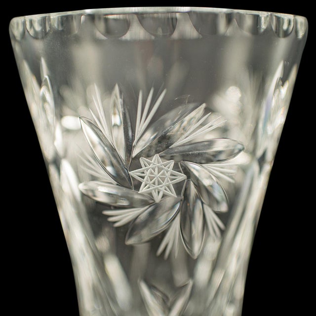 Vintage Crystal Flower Vase, English, Cut Glass, Bouquet, Sleeve, Circa 1940 For Sale - Image 9 of 12