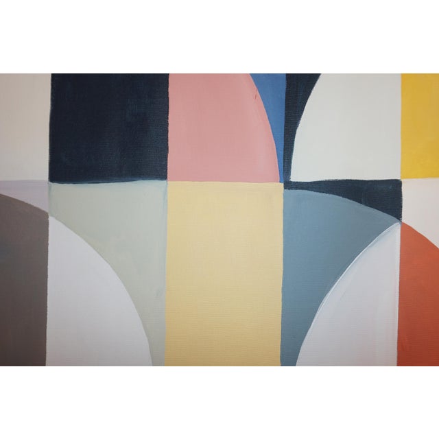 Art Deco 2026, Bauhaus Patterns in Harlequin Tones, Coral Ripples, Acrylic Paint on Cotton Canvas by Natalia Roman For Sale - Image 3 of 8