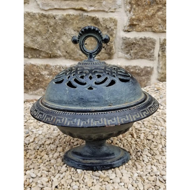 Black Oval Cast Iron Cache Pot With Cover For Sale - Image 8 of 8