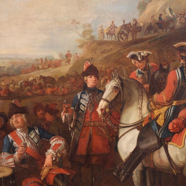 French Artist, Halt of the Mounted Grenadiers of the King's Guard, 1750, Oil on Canvas For Sale - Image 12 of 16