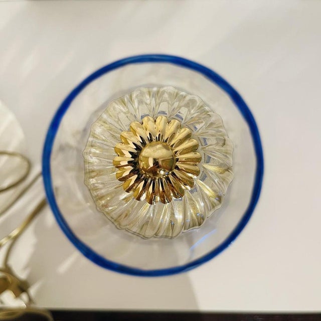 Hollywood Regency Mushroom Lamps in Gilded Sequined Murano Glass from Barovier & Toso, 1980s, Set of 2 For Sale - Image 9 of 15