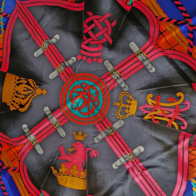 1980s Hermès Silk Scarf Grande Tenue by Designer Henri D' Origny Boxed For Sale - Image 14 of 14