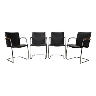 Freyr Chairs in Black Leather from Leolux, Set of 4 For Sale