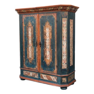 Alpine Blue Painted Wardrobe, 1817 For Sale