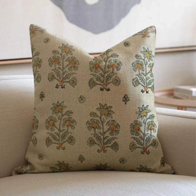 "Sadabahar Handmade Block Print Pillow Cover – Thick Linen Elevate your home décor with our Sadabahar Handmade Block Print...