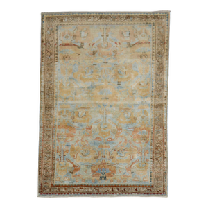 1940s Sky Blue Peach Accent Persian Throw Rug