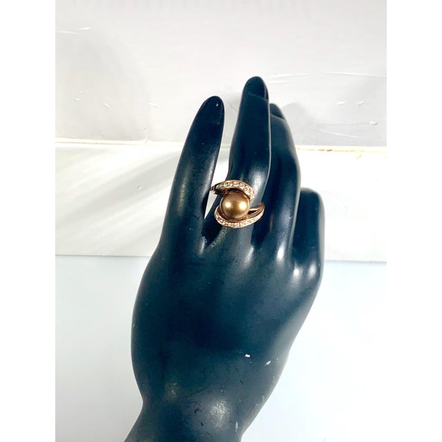 10 MM Chocolate Tahitian Pearl and Diamond Cocktail Ring 14 Karat Gold For Sale In New York - Image 6 of 18