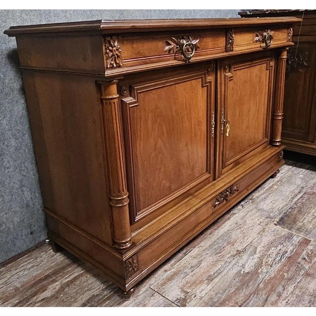 Antique Renaissance-Style Mahogany Sideboard with Marble Top, 1800s For Sale - Image 4 of 7