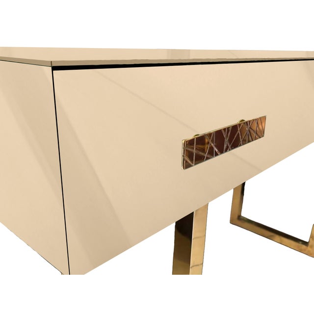 Contemporary Beige Console Table with Murano Mirror Glass and Brass from Justfurnituress SRL For Sale - Image 3 of 6