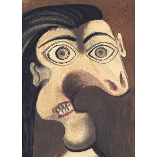 Original lithograph after an earlier painting by Pablo Picasso from the monograph "La Guerre et La Paix" (War and Peace),...