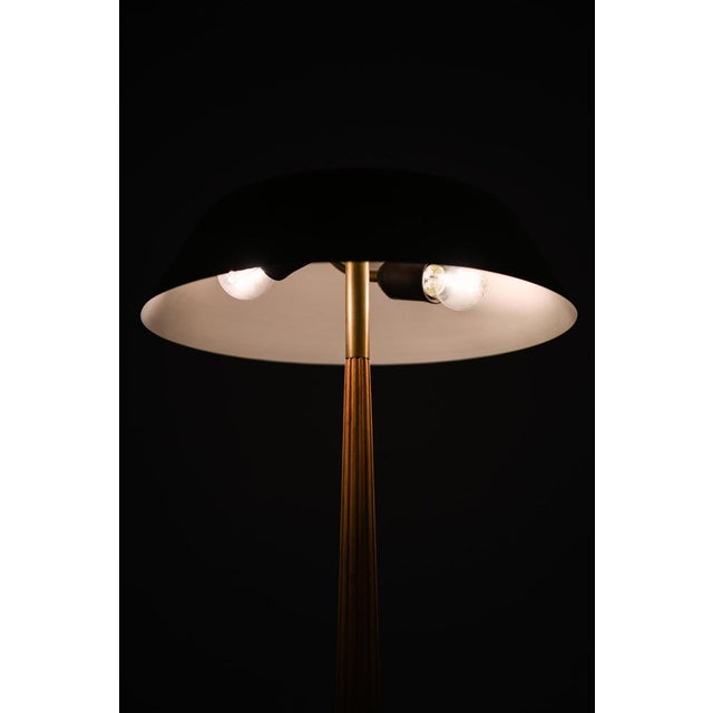 Wood Model 15474 Table Lamp with Flared Brass Shade attributed to Harald Notini, 1950s For Sale - Image 7 of 10