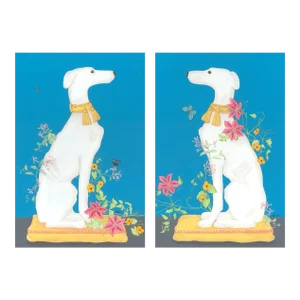"Hound by Me" Greyhound Art Dog Paintings by Allison Cosmos - Set of 2
