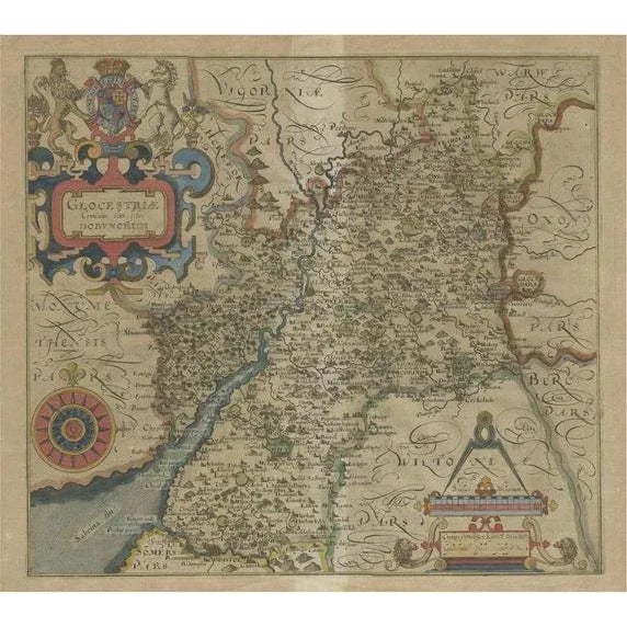 Antique Map of Gloucestershire by Camden, 1607 For Sale - Image 6 of 6