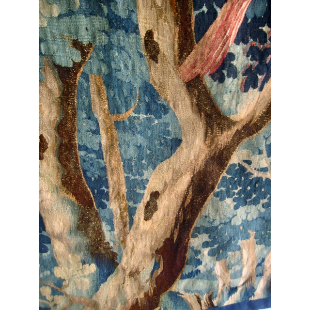 Aubusson French Tapestry Verdure Red Parrot in a Tree 18 Century For Sale - Image 9 of 15