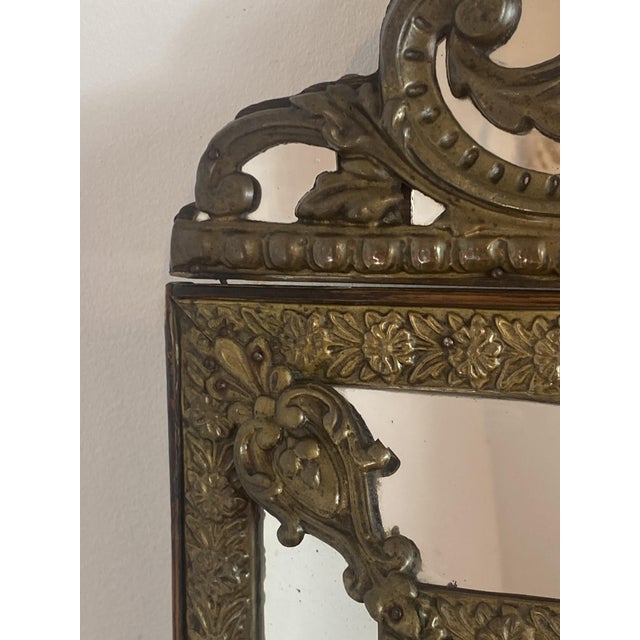 Metal Mirror with Repoussé Brass Glazing Bars, 1890s For Sale - Image 7 of 18