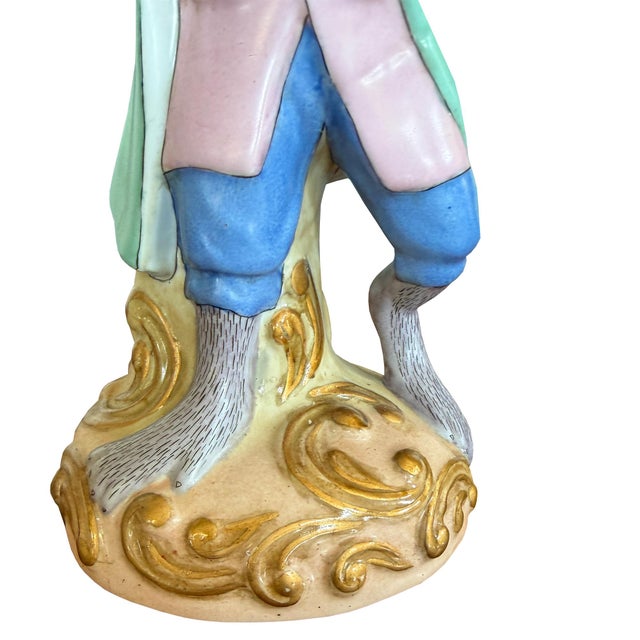 Pair of Vintage Hand-Painted Porcelain Singerie Monkey Musician Figurines For Sale - Image 4 of 10