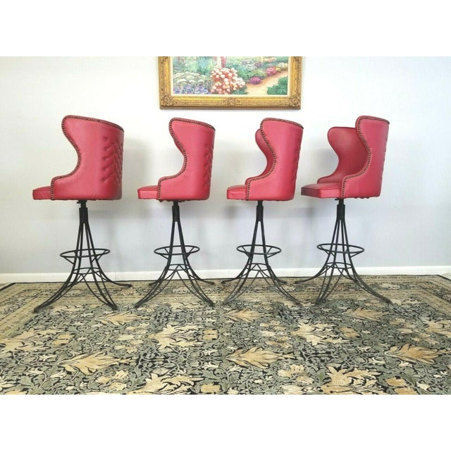 Vintage MidCentury Deluxe Red Stools Set of 4 Chairish