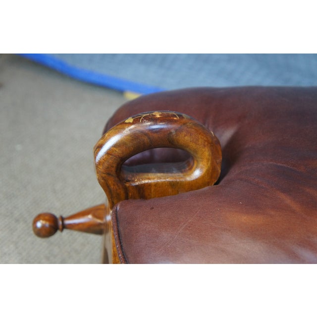 Mid 20th Century Moroccan Leather Saddle Camel Stool Foot Rest Ottoman Pouf Bench Seat For Sale - Image 13 of 14