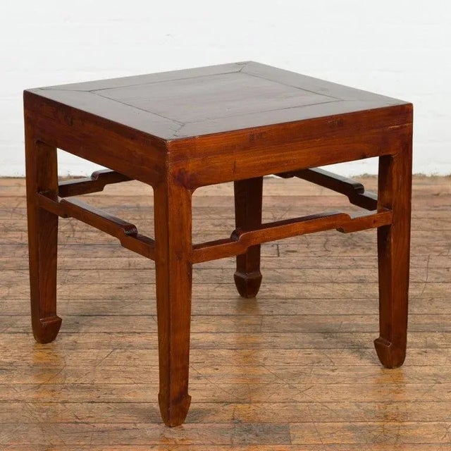 19th Century Chinese Qing Dynasty Period Side Table with Humpback Stretchers For Sale - Image 11 of 13