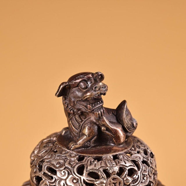 This is a magnificent vintage Chinese silvered bronze incense burner (Censer), standing at 9.1 inches tall and weighing...