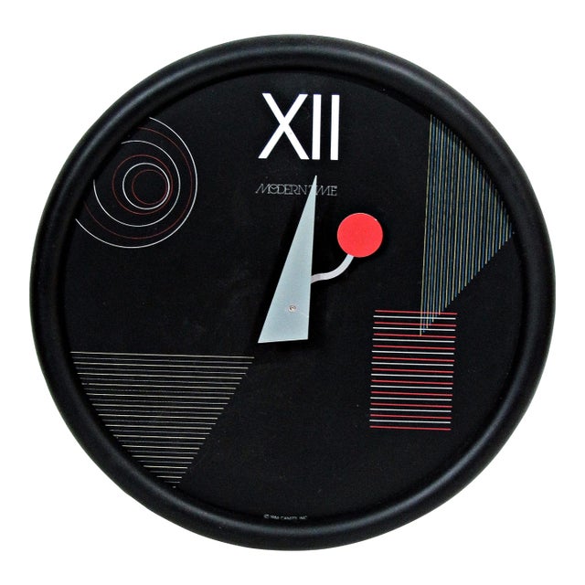 1986 Nicolai Canetti Modern Time Postmodern Wall Clock For Sale