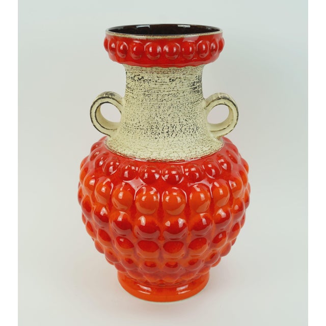 Ceramic Model 65 45 WGP Vase Bubble Decor Red and Orange by Bay Keramik, 1960s For Sale - Image 7 of 12
