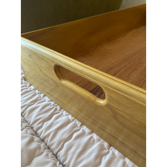 Vintage Oversized Acacia Wood Serving Tray For Sale - Image 4 of 8