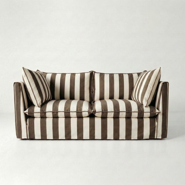 Not Yet Made - Made To Order Sophie Conran Coco 2.5 Seater Sofa - Chocolate Stripes with Knife Edge Cushion For Sale - Image 5 of 5