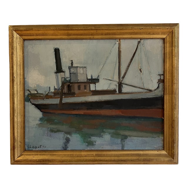 Georges Henri Chapot, Navire sur les flots, 1921, Oil on Canvas, Framed For Sale