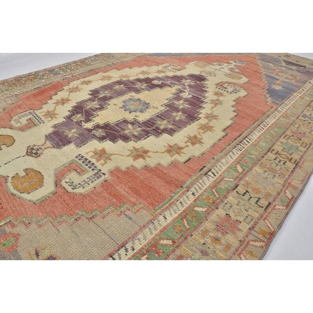 1950s Oushak Vintage Area Carpet For Sale - Image 5 of 10