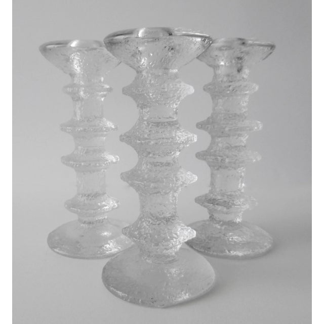 Glass Vintage C.1970's I'ttala Timo Sarpaneva(Design) -"Festivo" Crystal Textured Candle Holders - Set of 9 For Sale - Image 7 of 13