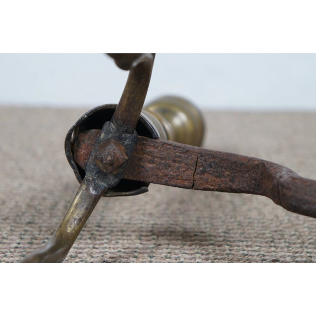 Brass Antique Georgian Colonial Revival Brass Beehive Fireplace Andirons Firedogs - a Pair For Sale - Image 8 of 12