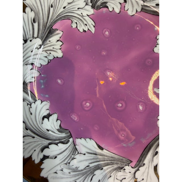 Pink Set of Eight Fornasetti Style Pink Splash Luster Dinner Plates For Sale - Image 8 of 11