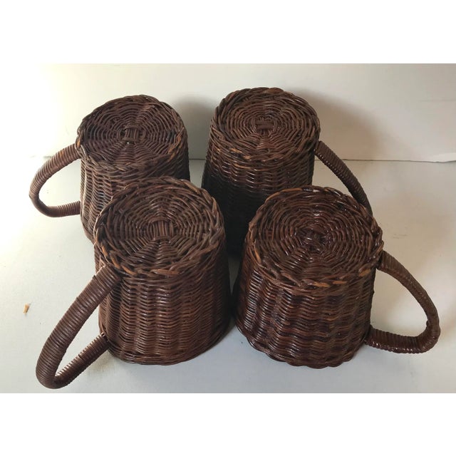 Vintage Wicker Mugs - Set of 4 For Sale In Dallas - Image 6 of 7