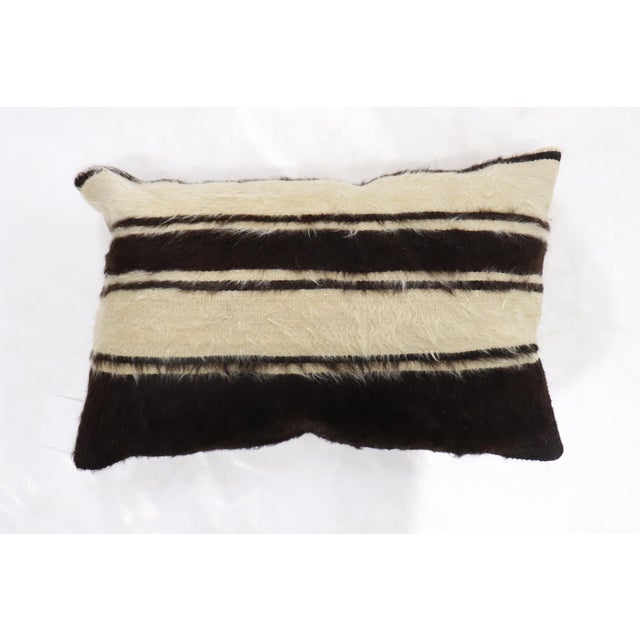 Late 20th Century Black Turkish Mohair Rug Pillow For Sale - Image 5 of 5