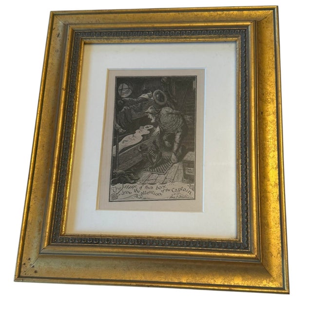 Late‑19th‑century style reproduction of an etching plate illustration from Anatole France’s satirical novel La Rôtisserie...