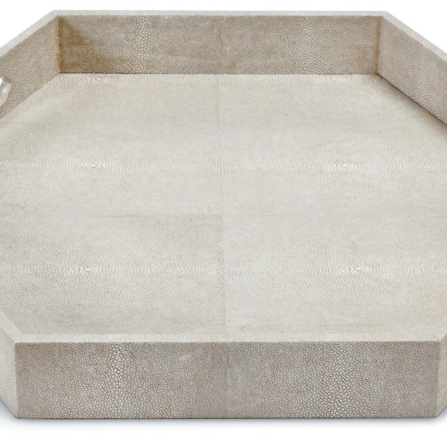 Regina Andrew Shagreen Hex Tray in Ivory Grey For Sale - Image 4 of 5