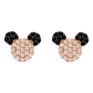 Minnie Mouse 14k Gold Earrings Studs With Gemstones - 2 Pieces For Sale