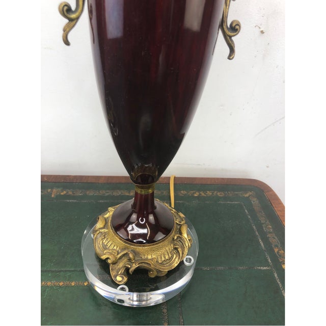 Ceramic Pair of French Bronze Mounted Oxblood Lamps For Sale - Image 7 of 7