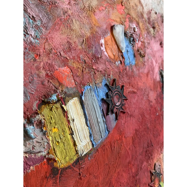 Abstract Mixed Media Framed Red Painting by Charles F Hofman For Sale - Image 4 of 9