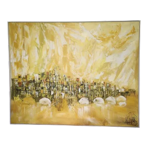 1960s Lee Reynolds Large Mid-Century Modern Abstract Oil Painting Canvas Vanguard, Framed
