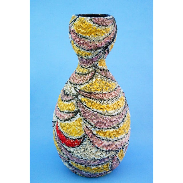 Modern 20th Century Acid-Finished Ceramic Vase eith Fat Lava Effect attributted to Vallauris Factory, France., 1950s For Sale - Image 3 of 18