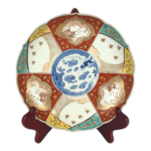 1890's Imari Meiji Period Japanese Signed 8.5” Porcelain Plate Hand Painted Colors
