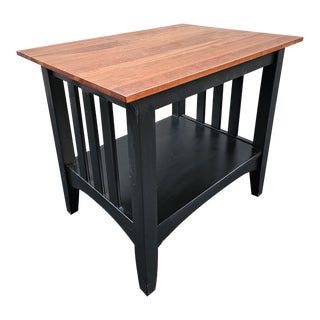 Late 20th Century Ethan Allen American Impressions End Table Autumn Cherry Top With Black Base For Sale
