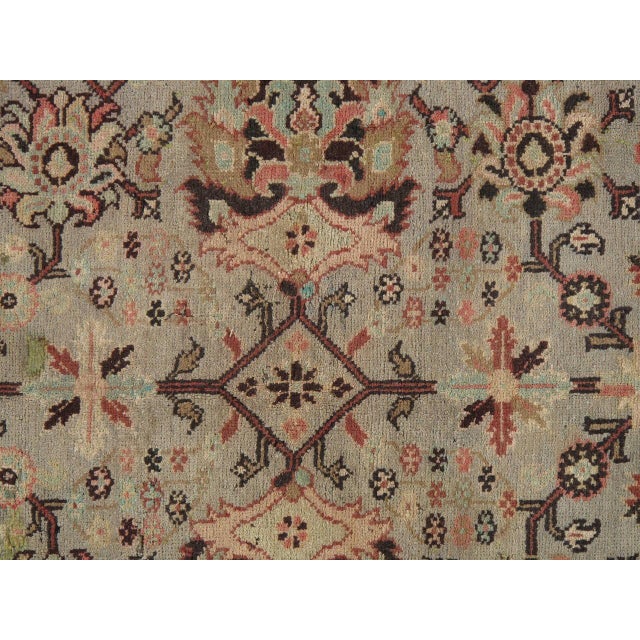 Turkish Antique Oushak Carpet, Handmade Oriental Rug, Pale blue, Coral Taupe, Cream Fine For Sale - Image 3 of 5