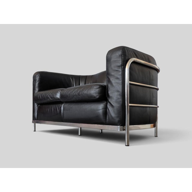 Animal Skin Italian Onda Black Leather Sofa by De Pas, Durbino and Lomazzi for Zanotta, 1995 For Sale - Image 7 of 18