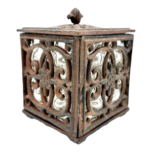 Late 19th Century Antique Iron Box With Caged Bubble Glass